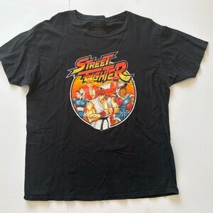 Street Fighter Graphic Tee - Black with Red & Yellow Print XL
